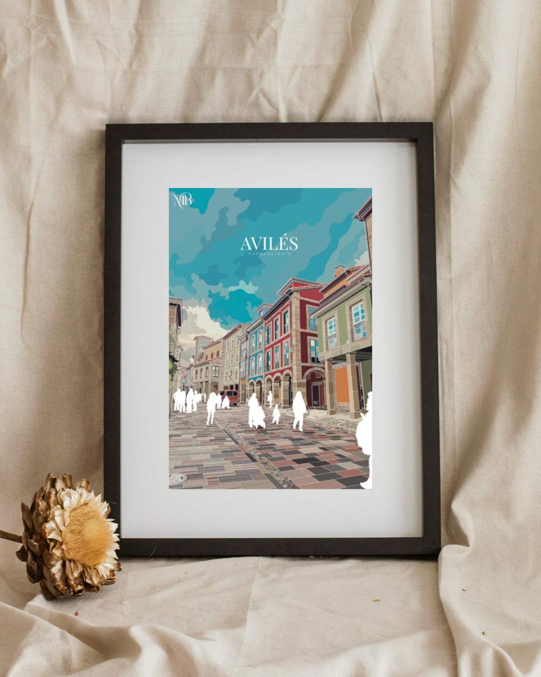 LÁMINA - PRINT DE AVILÉS ASTURIAS PARA ENMARCAR Y DECORAR.