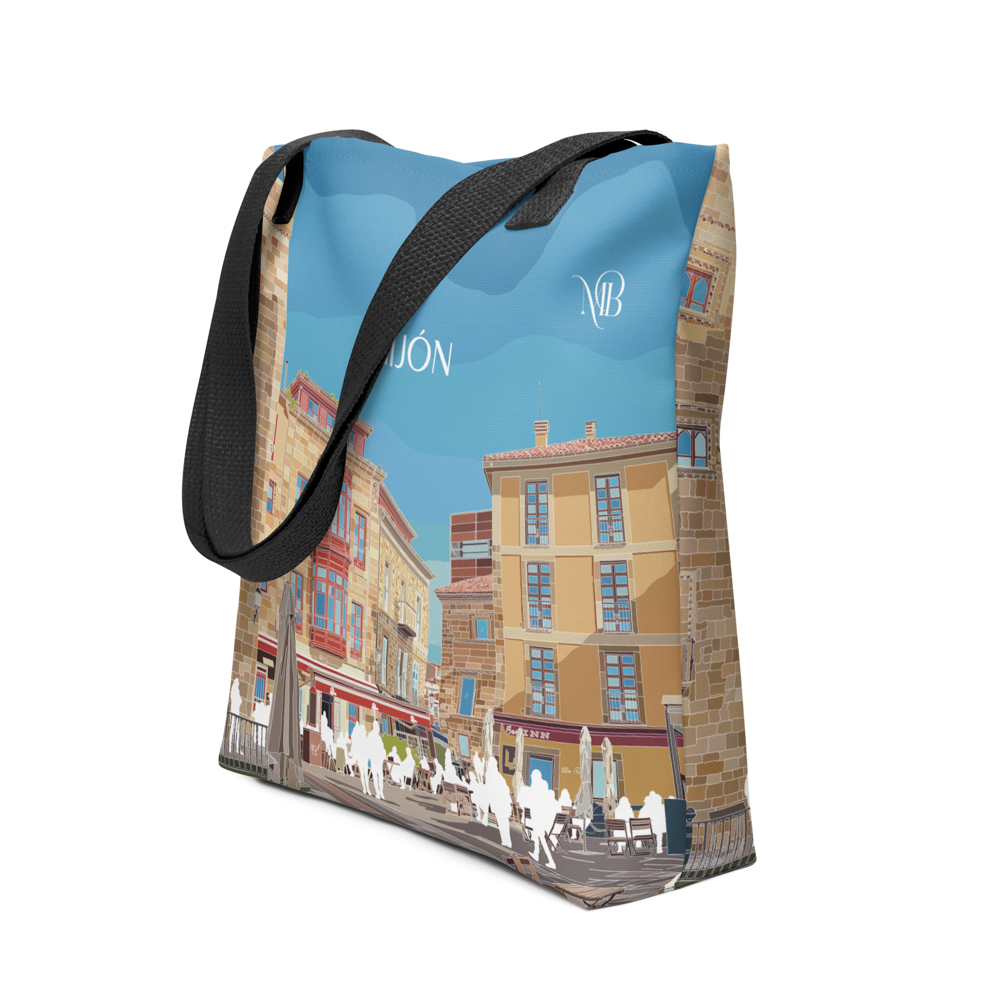 DE LADO - TOTE BAG CON ILUSTRACIÓN DE GIJÓN-ASTURIAS DE MARBENAVENTE