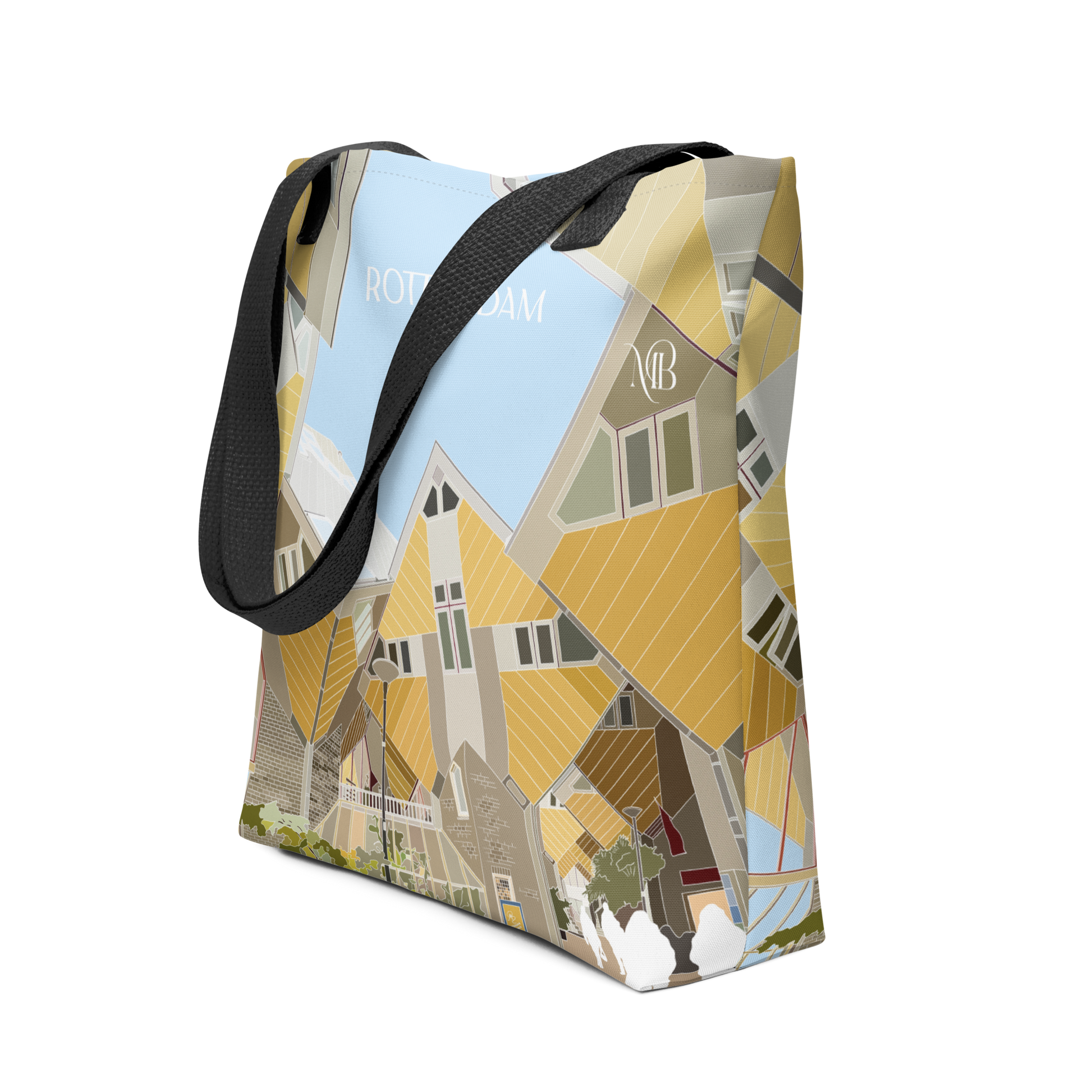 DE LADO - TOTE BAG CON ILUSTRACIÓN DE ROTTERDAM-PAISES BAJOS DE MARBENAVENTE