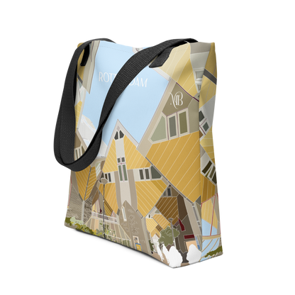 DE LADO - TOTE BAG CON ILUSTRACIÓN DE ROTTERDAM-PAISES BAJOS DE MARBENAVENTE