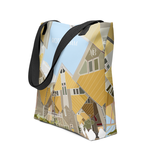 DE LADO - TOTE BAG CON ILUSTRACIÓN DE ROTTERDAM-PAISES BAJOS DE MARBENAVENTE