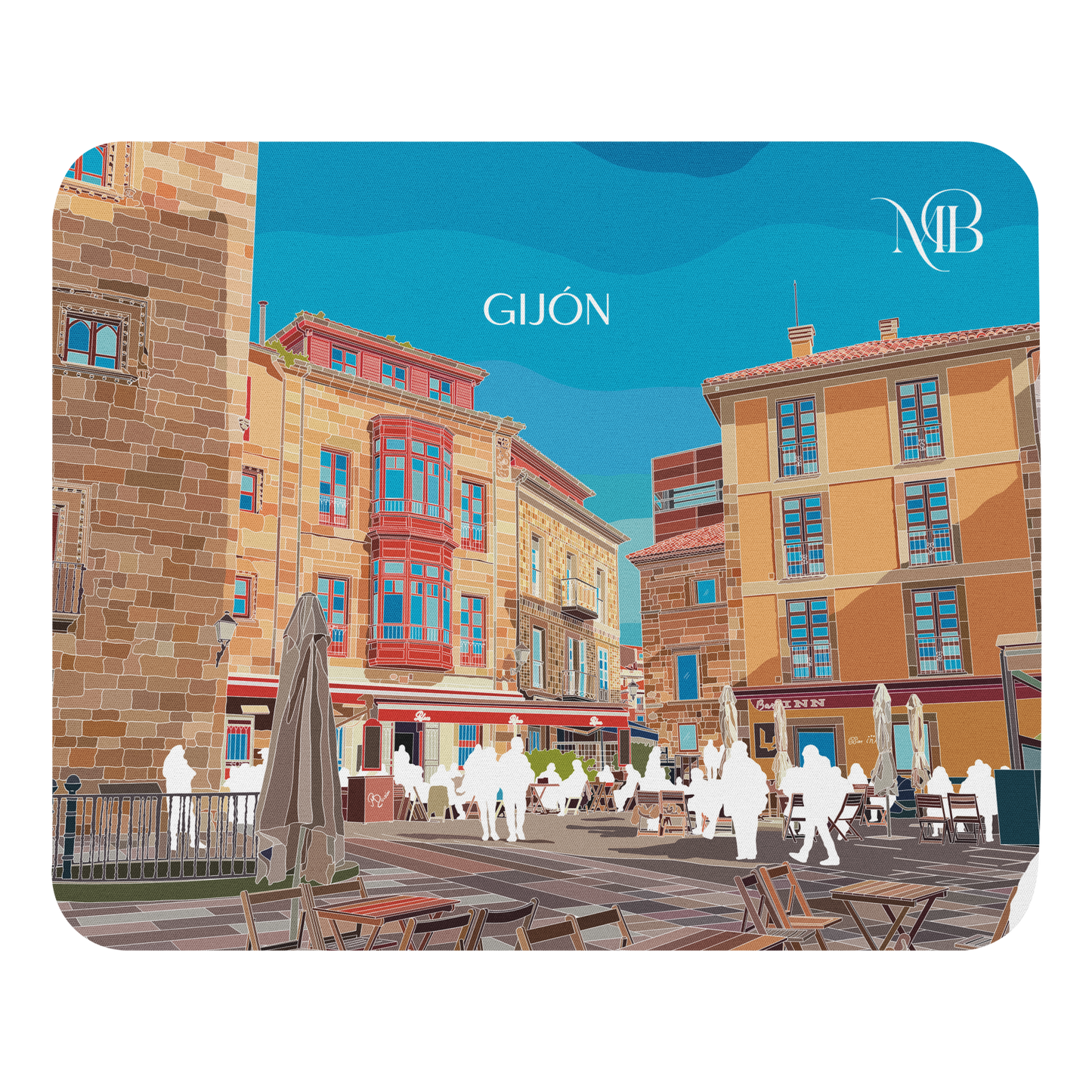 MOUSE PAD CON ILUSTRACIÓN DE GIJÓN-ASTURIAS POR MARBENAVENTE