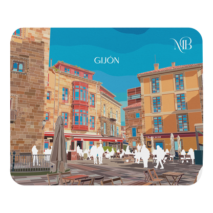 MOUSE PAD CON ILUSTRACIÓN DE GIJÓN-ASTURIAS POR MARBENAVENTE