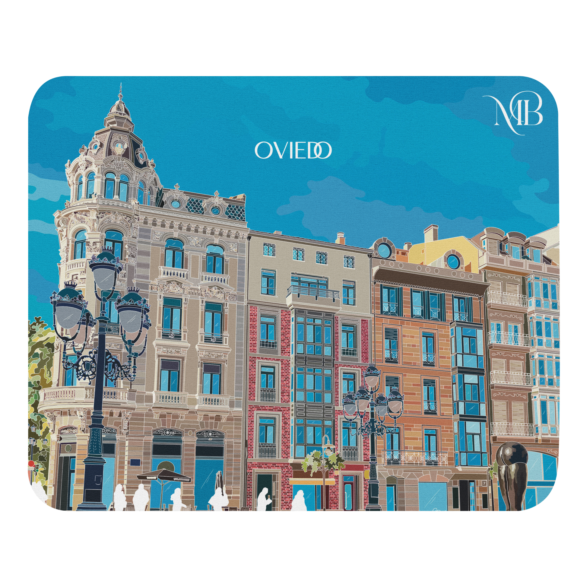 MOUSE PAD CON ILUSTRACIÓN DE OVIEDO-ASTURIAS POR MARBENAVENTE