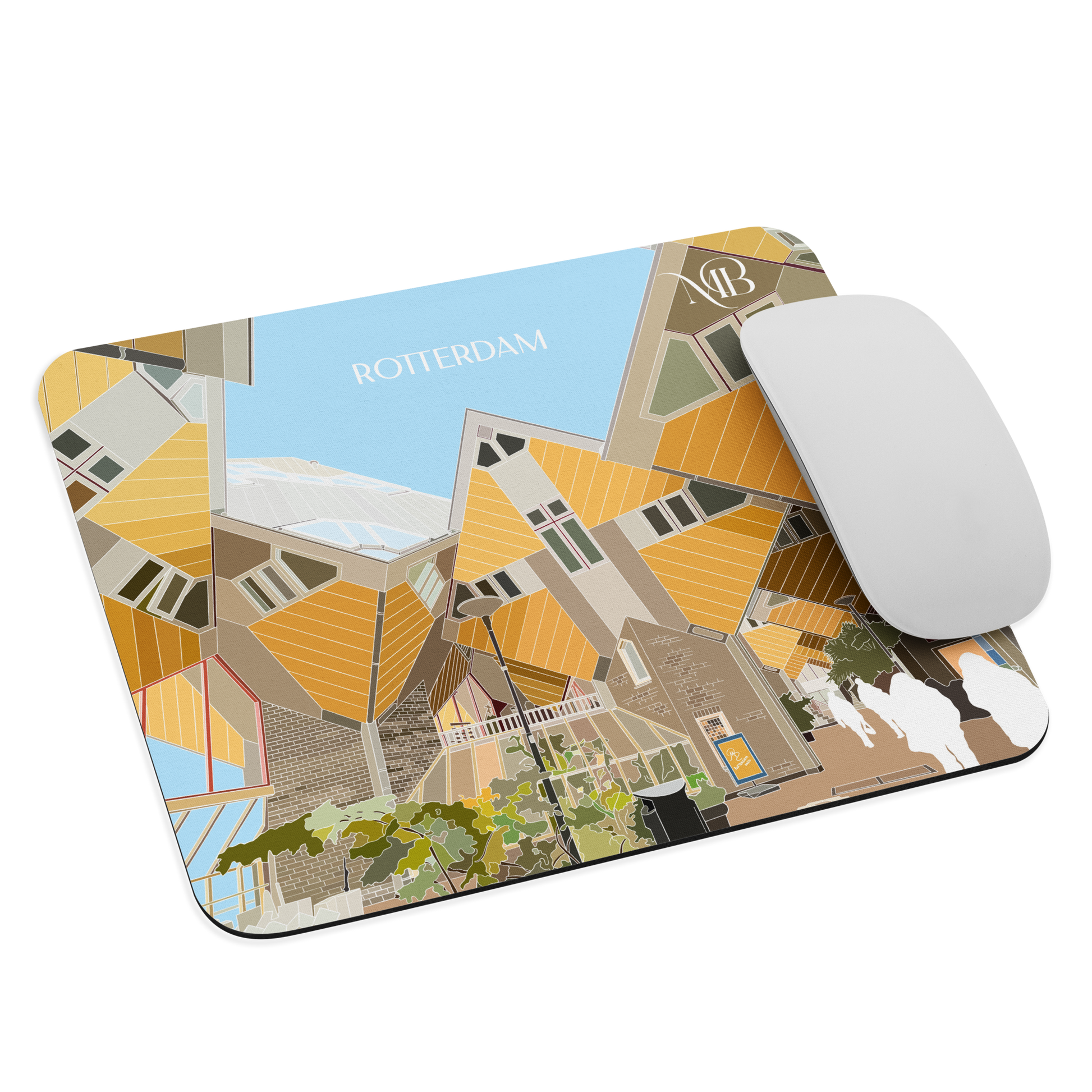 MOUSE PAD CON ILUSTRACIÓN DE ROTTERDAM-PAISES BAJOS POR MARBENAVENTE