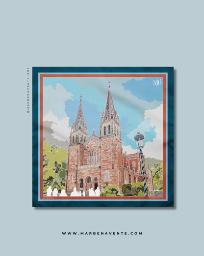 PAÑUELO ILUSTRADO DE COVADONGA POR MARBENAVENTE