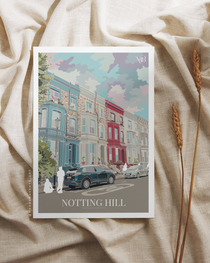 ILUSTRACIÓN DE NOTTING HILL POR MARBENAVENTE PARA ENMARCAR Y DECORAR.