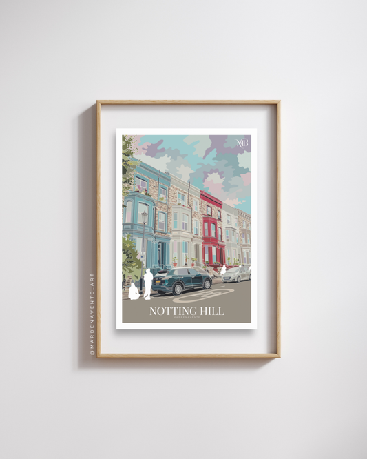 ILUSTRACIÓN DE NOTTING HILL POR MARBENAVENTE PARA ENMARCAR Y DECORAR.