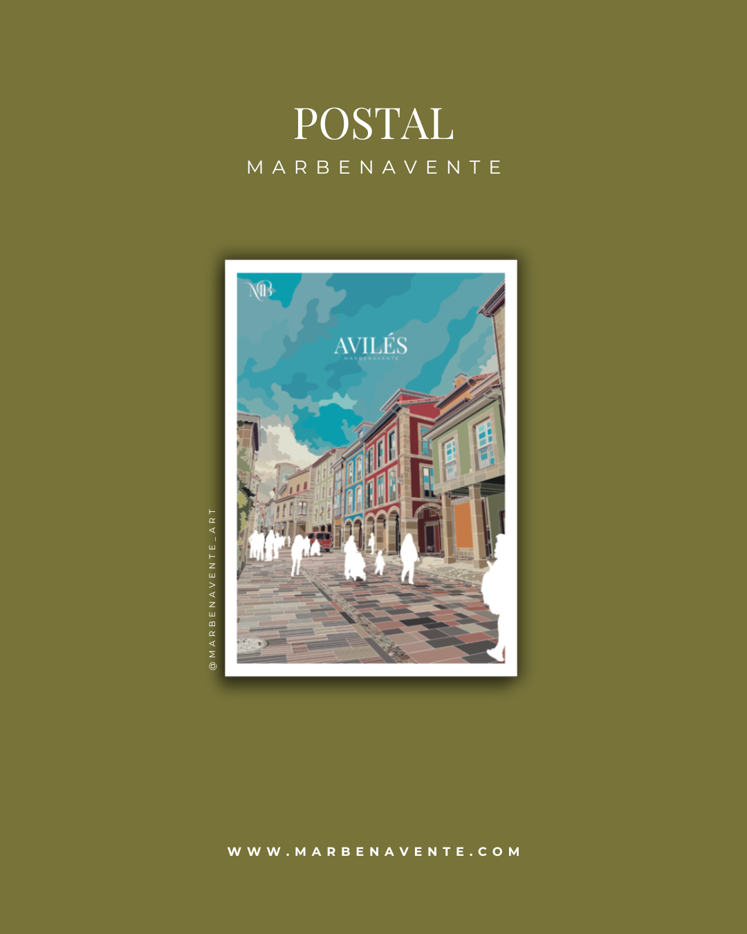 POSTAL ILUSTRADA DE AVILÉS POR MARBENAVENTE