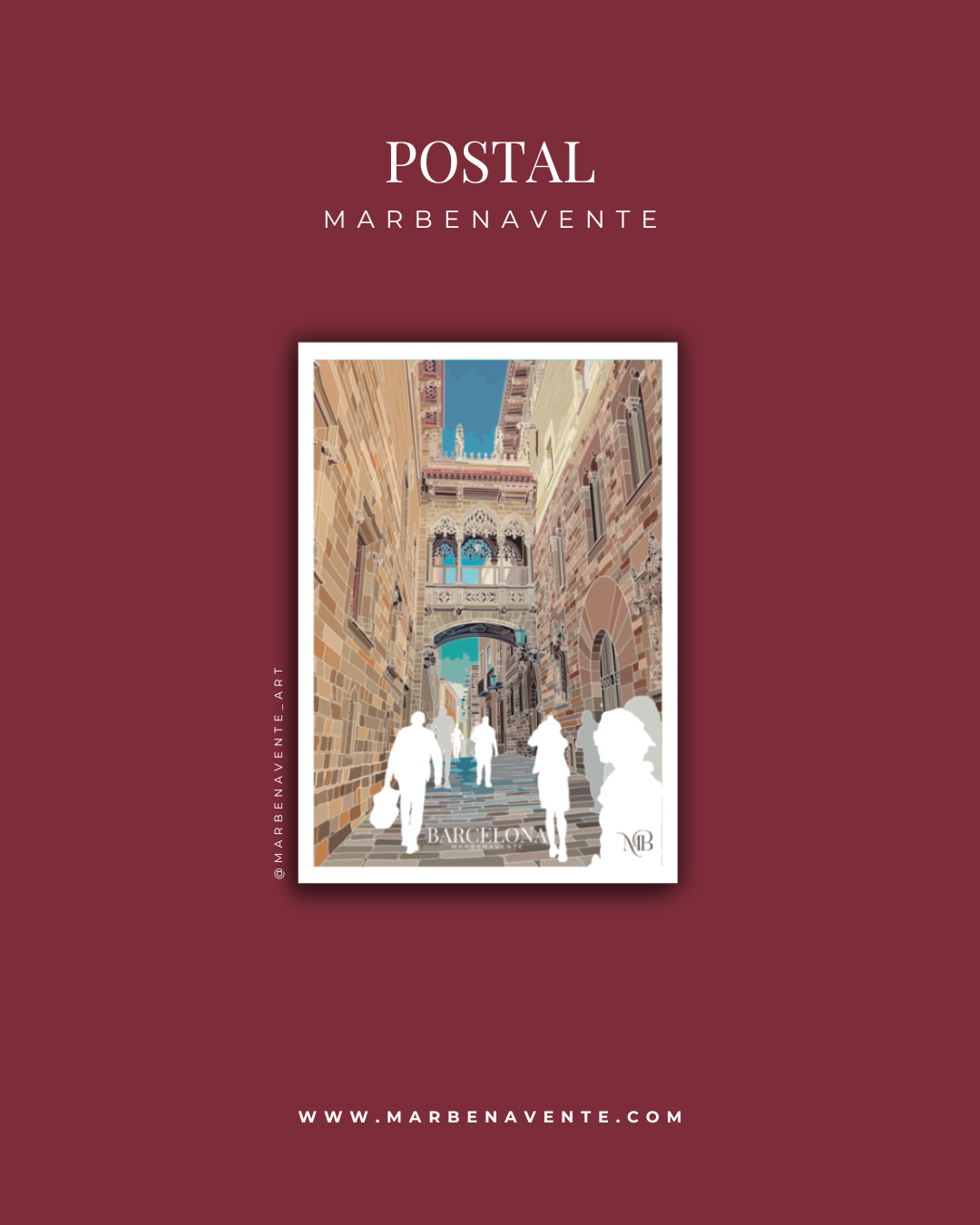POSTAL ILUSTRADA DE BARCELONA POR MARBENAVENTE
