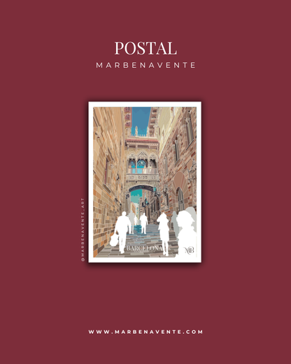 POSTAL ILUSTRADA DE BARCELONA POR MARBENAVENTE