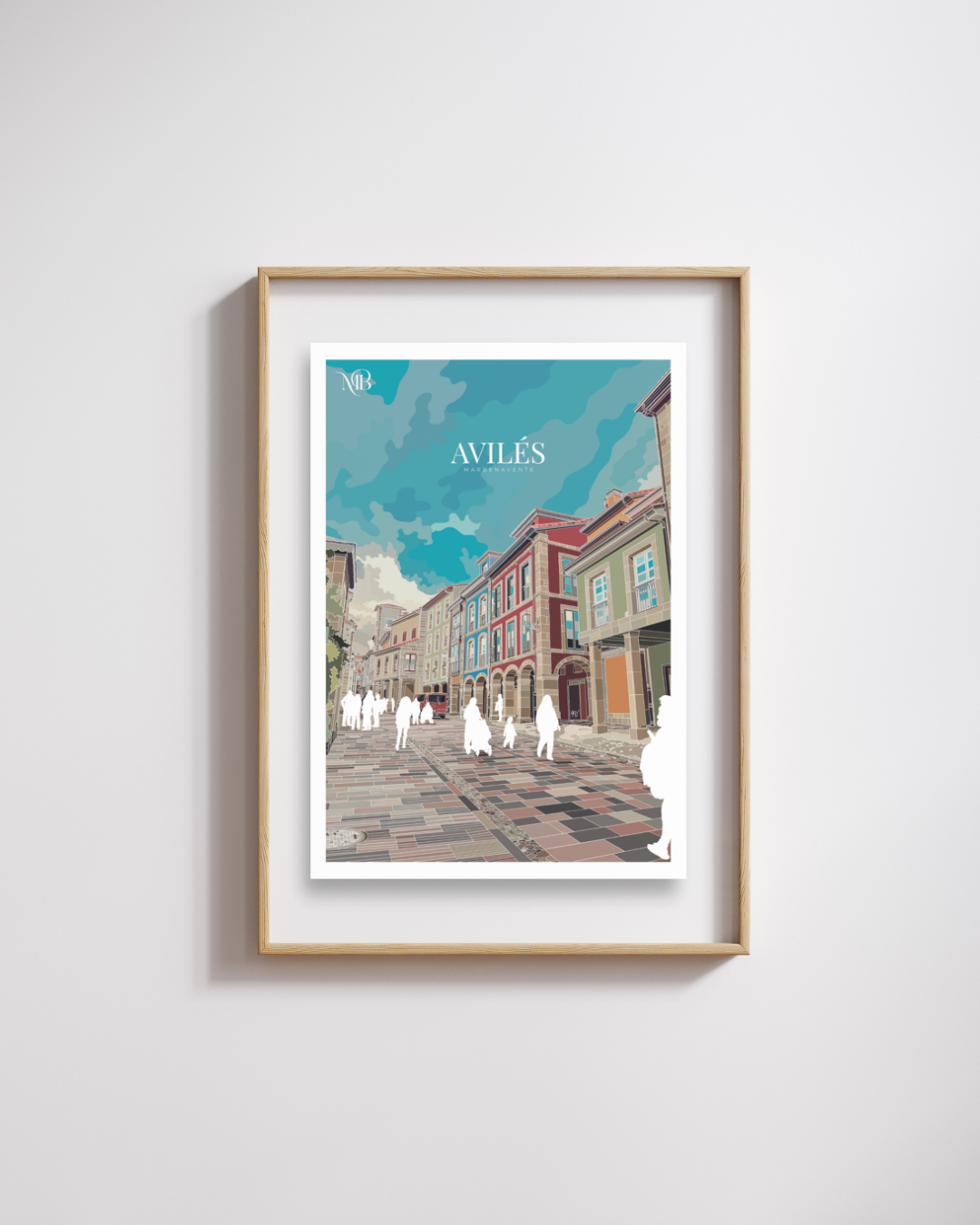 LÁMINA - PRINT DE AVILÉS ASTURIAS PARA ENMARCAR Y DECORAR.