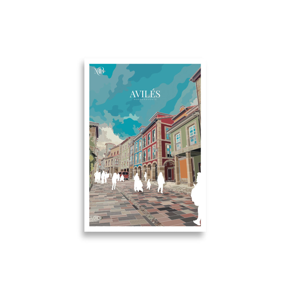 LÁMINA - PRINT DE AVILÉS ASTURIAS PARA ENMARCAR Y DECORAR.