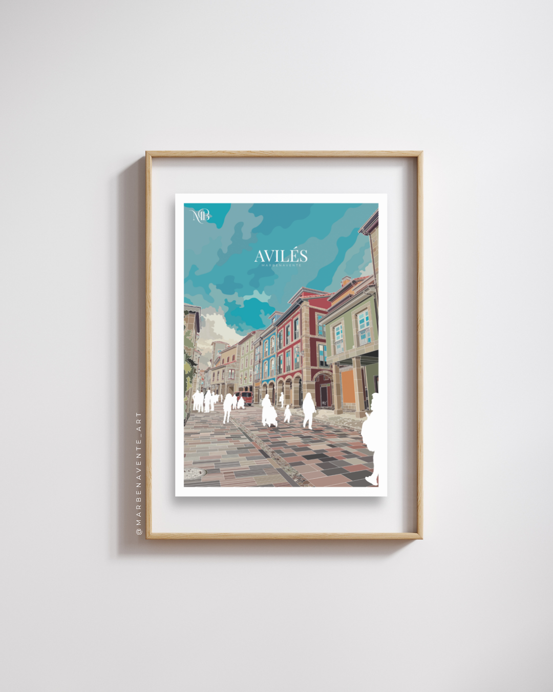 LÁMINA - PRINT DE AVILÉS ASTURIAS PARA ENMARCAR Y DECORAR.