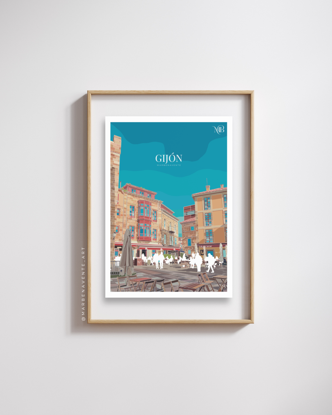 PRINT / LÁMINA - PRINT DE GIJÓN ASTURIAS PARA ENMARCAR Y DECORAR.
