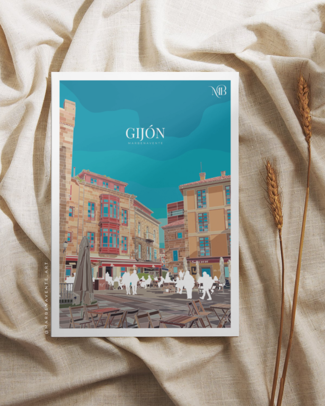 PRINT / LÁMINA - PRINT DE GIJÓN ASTURIAS PARA ENMARCAR Y DECORAR.