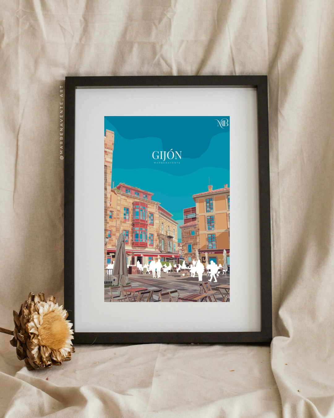 PRINT / LÁMINA - PRINT DE GIJÓN ASTURIAS PARA ENMARCAR Y DECORAR.