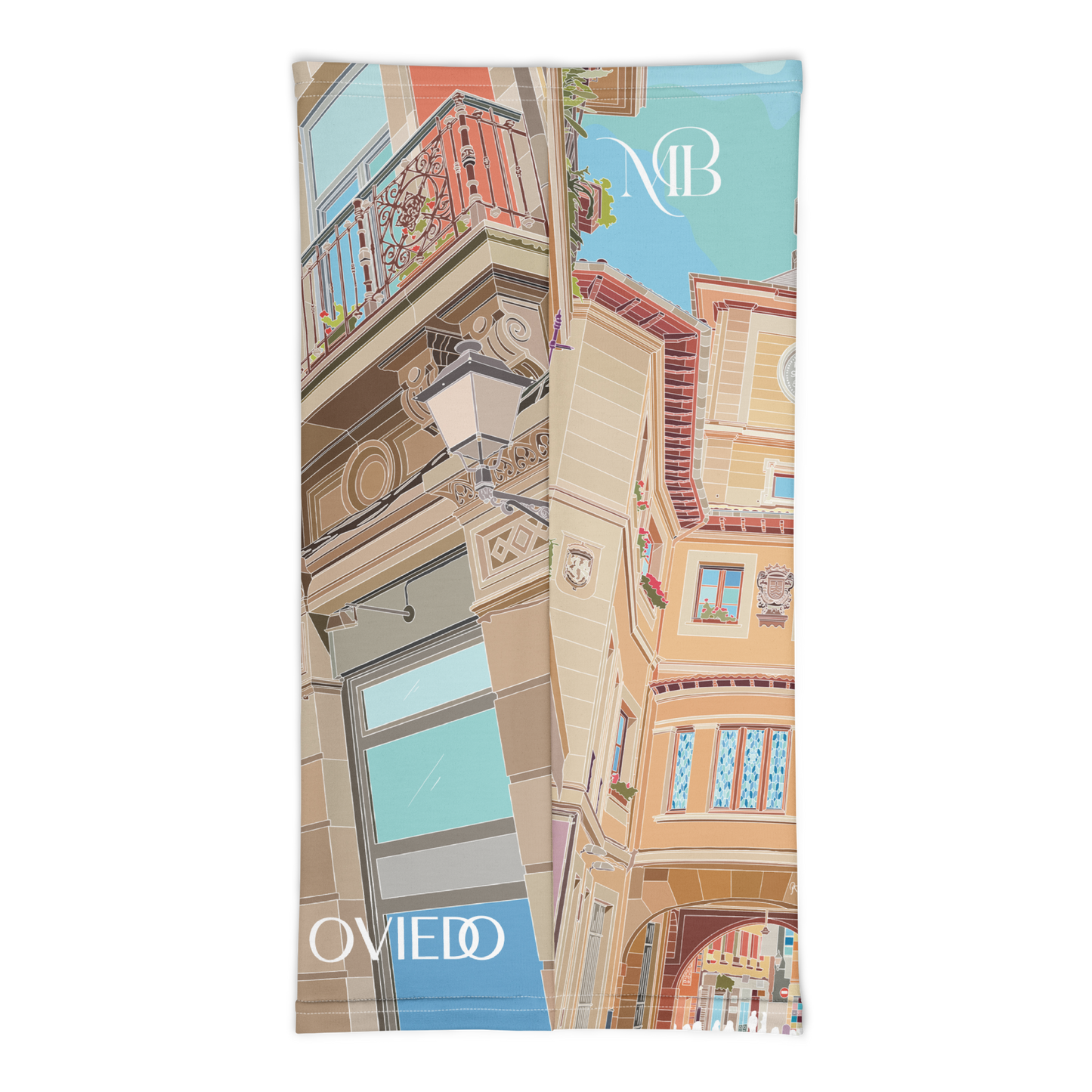 PAÑUELO TUBULAR  PARTE POSTERIOR - ILUSTRACIÓN OVIEDO RELOJ - MARBENAVENTE