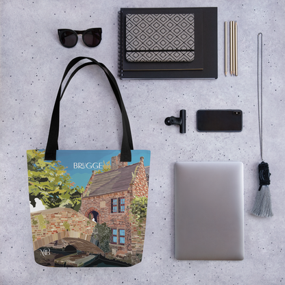RELACIÓN DE TAMAÑO - TOTE BAG CON ILUSTRACIÓN DE BRUGGE PUENTE MARBENAVENTE