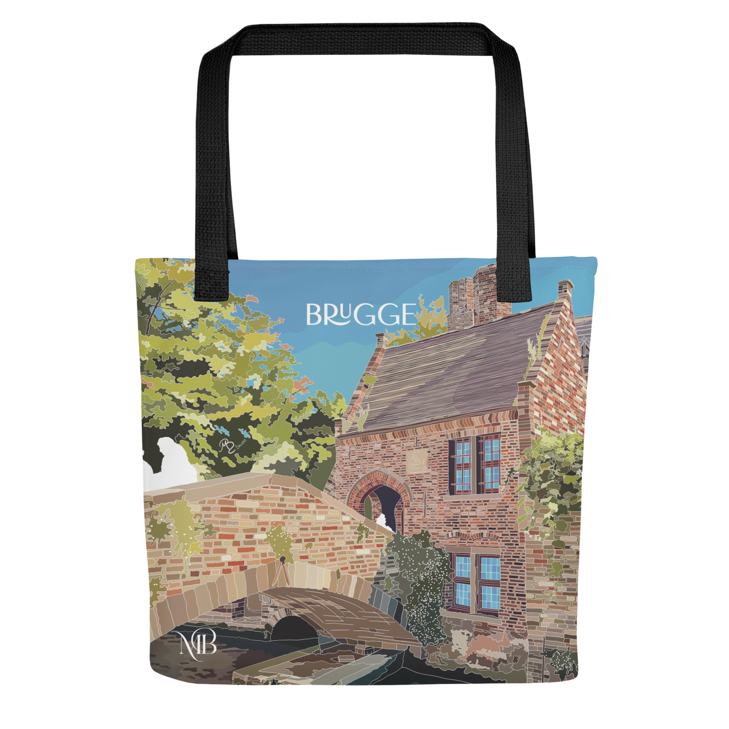FRONTAL- TOTE BAG CON ILUSTRACIÓN DE BRUGGE PUENTE DE MARBENAVENTE
