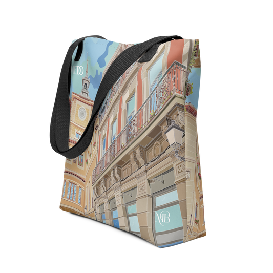 DE LADO - TOTE BAG CON ILUSTRACIÓN DE OVIEDO DE MARBENAVENTE