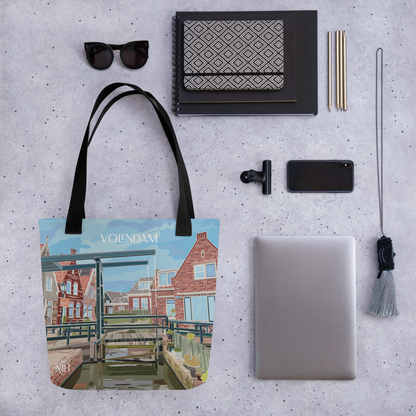 RELACIÓN DE TAMAÑO - TOTE BAG CON ILUSTRACIÓN DE VOLENDAM DE MARBENAVENTE