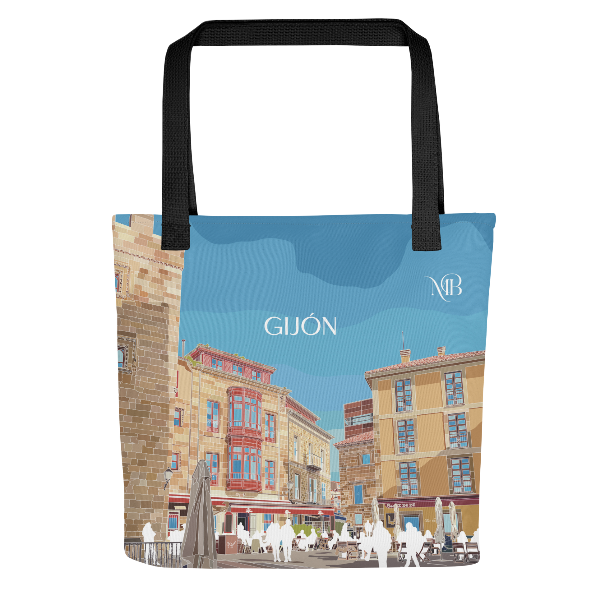 FRONTAL - TOTE BAG CON ILUSTRACIÓN DE GIJÓN-ASTURIAS DE MARBENAVENTE