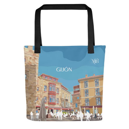 FRONTAL - TOTE BAG CON ILUSTRACIÓN DE GIJÓN-ASTURIAS DE MARBENAVENTE