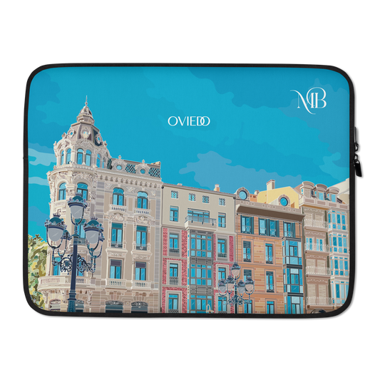 FUNDA PARA PORTÁTIL 15" ILUSTRACIÓN OVIEDO - PARTE FRONTAL