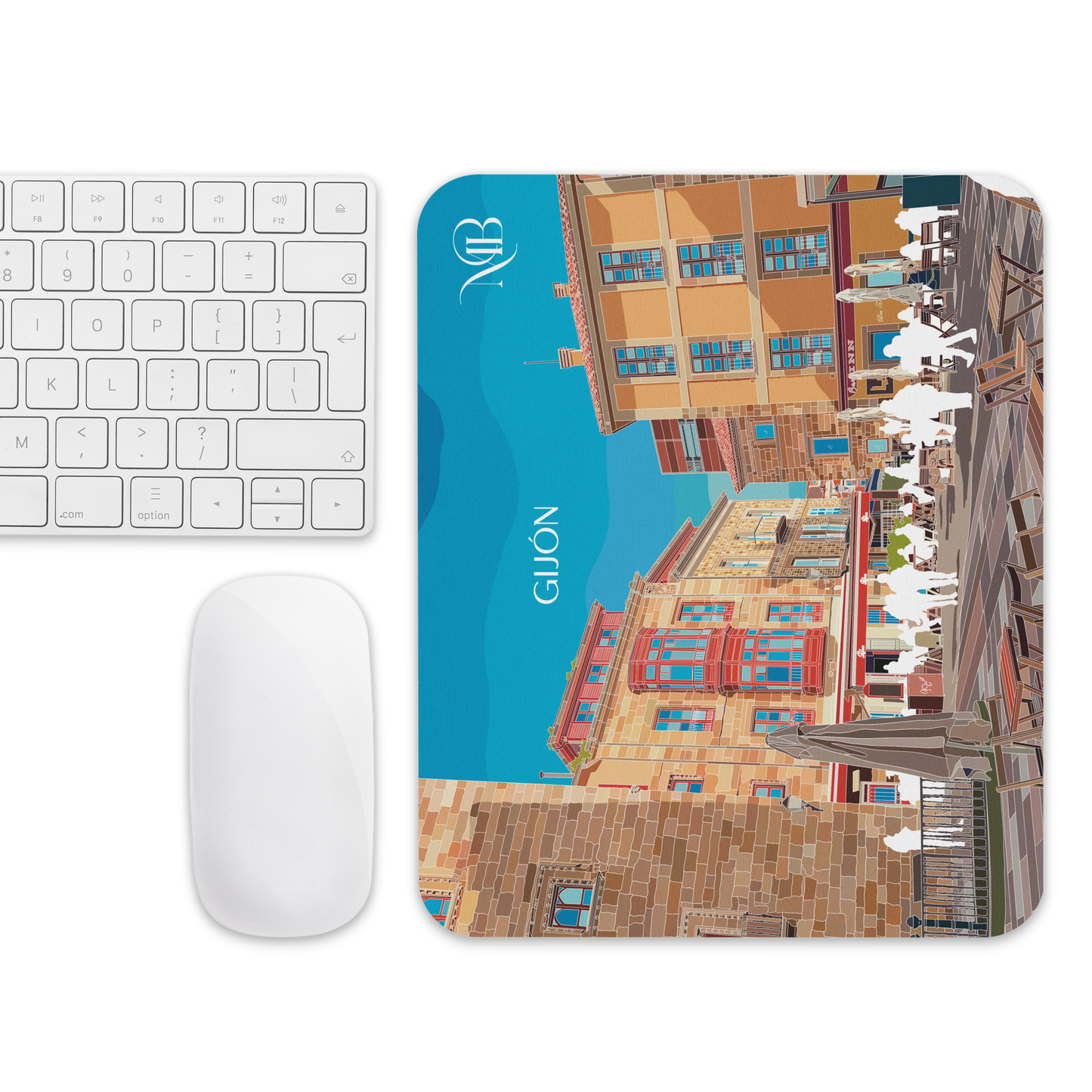 MOUSE PAD CON ILUSTRACIÓN DE GIJÓN-ASTURIAS POR MARBENAVENTE
