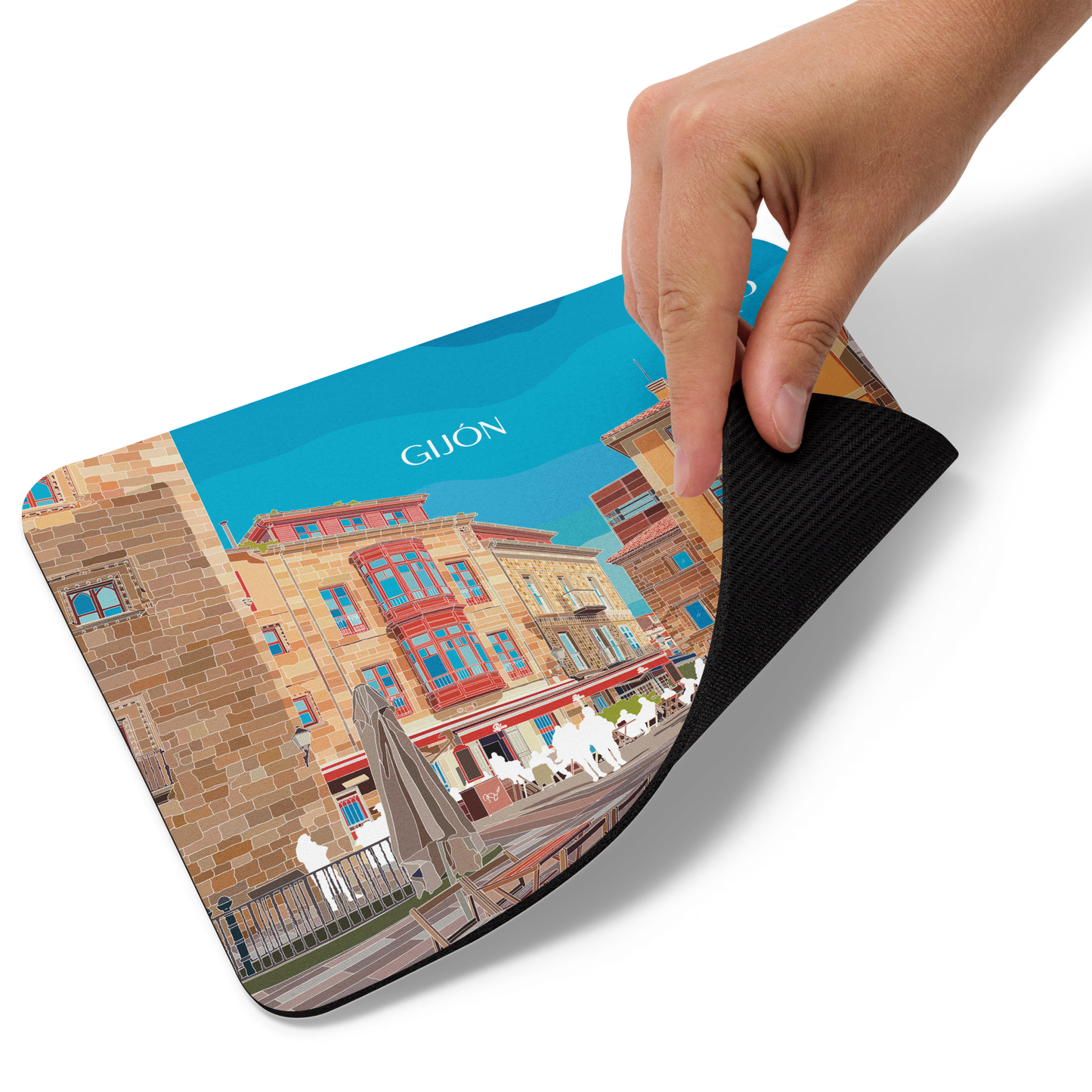 MOUSE PAD CON ILUSTRACIÓN DE GIJÓN-ASTURIAS POR MARBENAVENTE