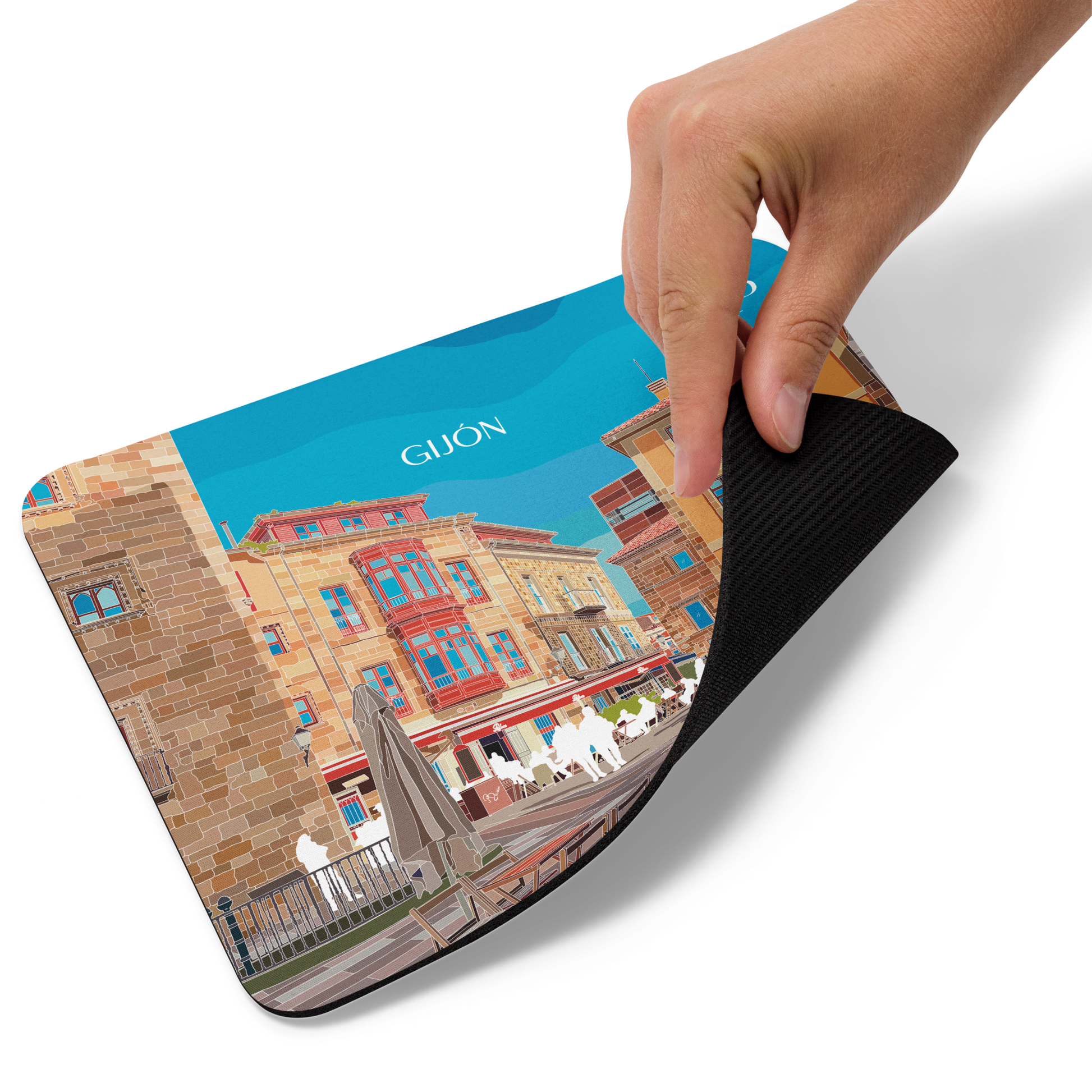 MOUSE PAD CON ILUSTRACIÓN DE GIJÓN-ASTURIAS POR MARBENAVENTE